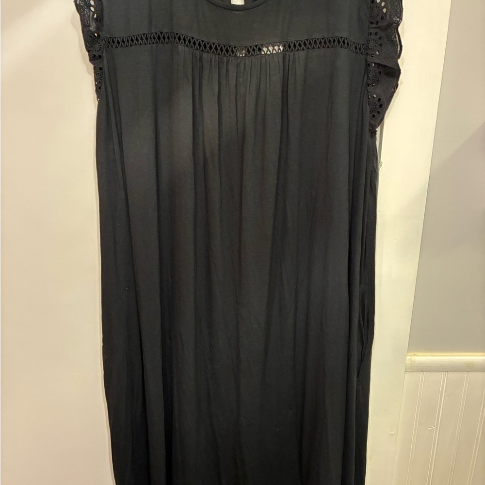 Lane Bryant Black Eyelet Sleeve Swim Coverup